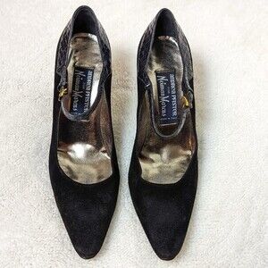 Neiman Marcus by Andrea Pfister Black Suede Heels Size 6